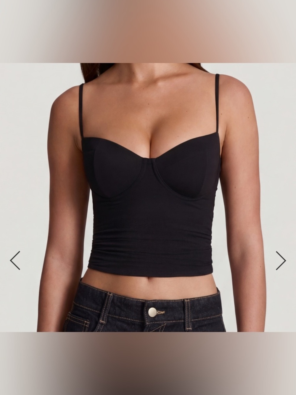 Oh Polly Mirelle Modal Underwired Camisole Ruched Top in Black Size S